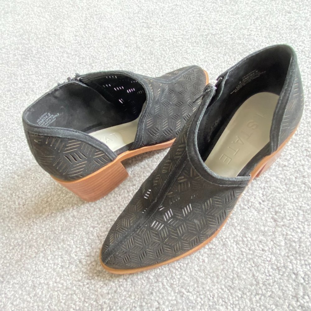 1.State Ankle Boots in Black Suede with Perforations 4.5M